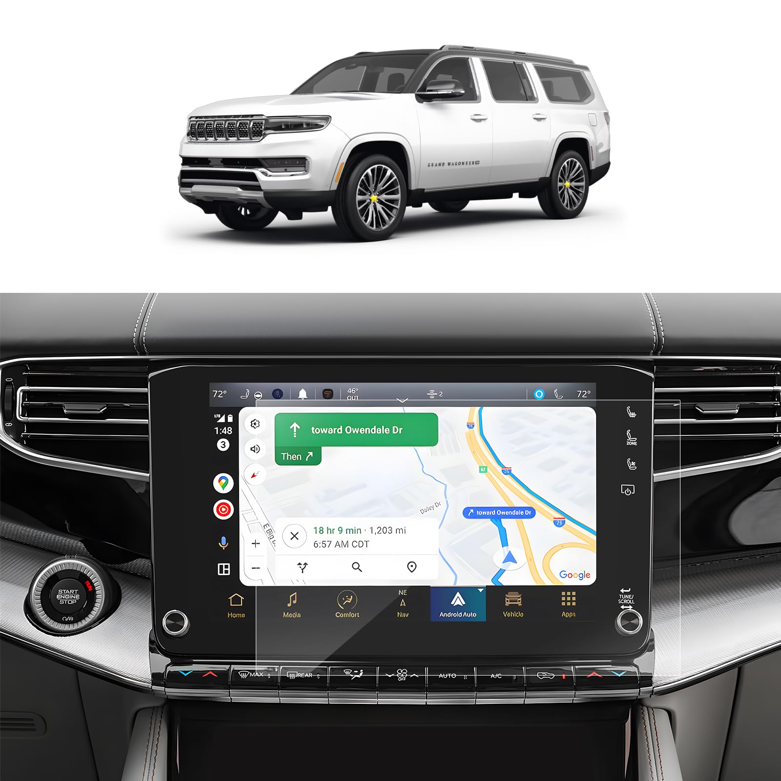 SKTU 2Pcs Screen Protector for 2022-2025 2026 Jeep Wagoneer/Grand Wagoneer Navigation 2023 2024 2025 2026 Grand Wagoneer Accessories HD Clear Anti-Scratch&Glare