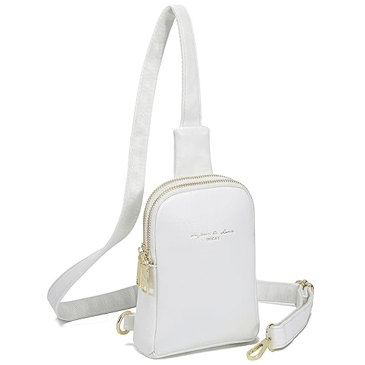 INICAT Small Crossbody Sling Bags for Women Vegan Leather Cell Phone Purse Fanny Packs for Women Men (White)