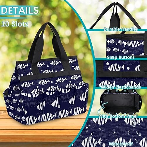 Miniatura 5 de Bolsa de herramientas de jardín de peces abstractos para mujeres y hombres, bolsas de almacenamiento de herramientas de jardinería con 10 bolsillos,