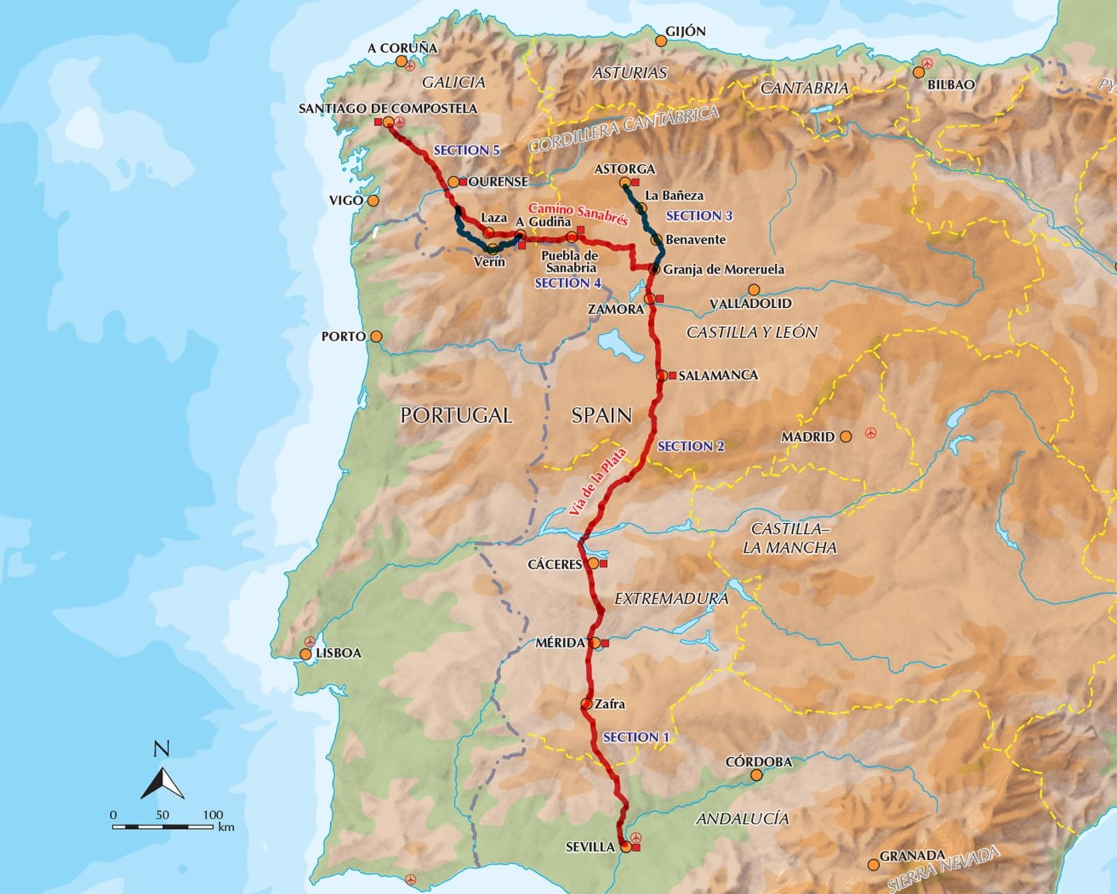 Walking La Via de la Plata and Camino Sanabres: The Camino de Santiago from Seville to Santiago de Compostela and Astorga