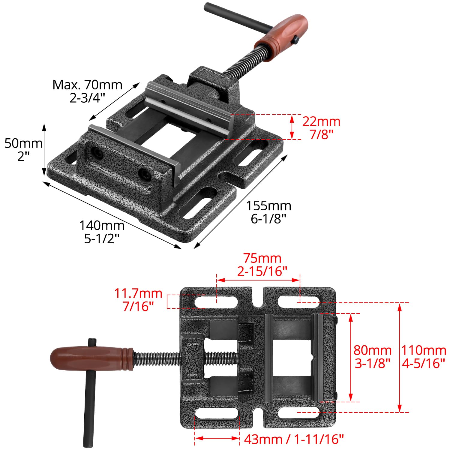 QWORK® Étau Perceuse Colonne, Étau Largeur de Mâchoire 80 mm, Machine