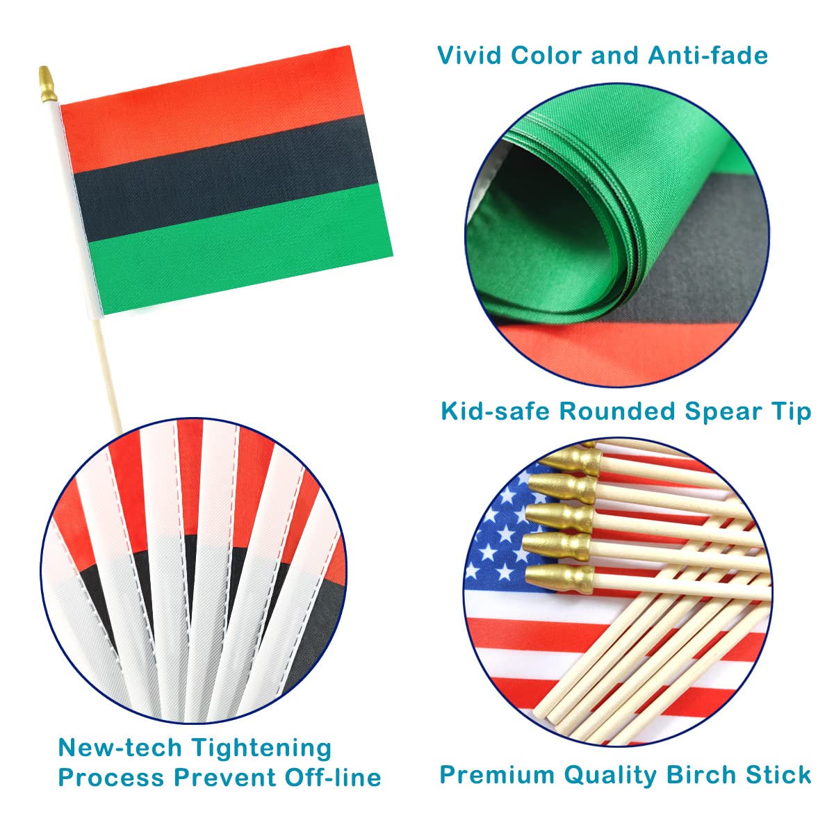 Amazon.com : QQSD African Afro American Small Flag Stick Black