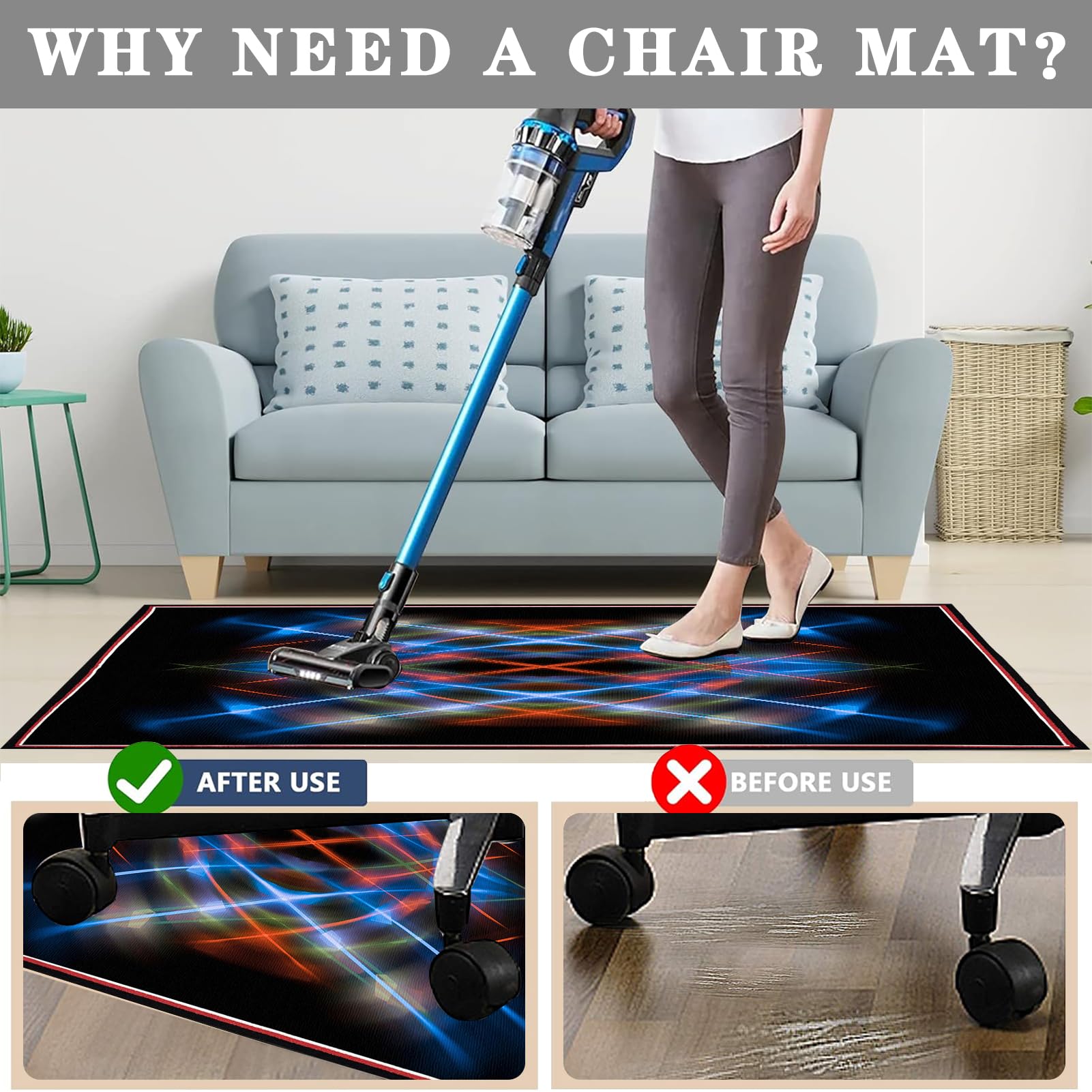 Tappeto per Gaming Tappeto Sedia Ufficio Antigraffio Tappeto Salvapavimento Tappetino Protettivo Resistente per Pavimenti Duri Ufficio protettore del pavimento Protezione Parquet 200 x 230 cm