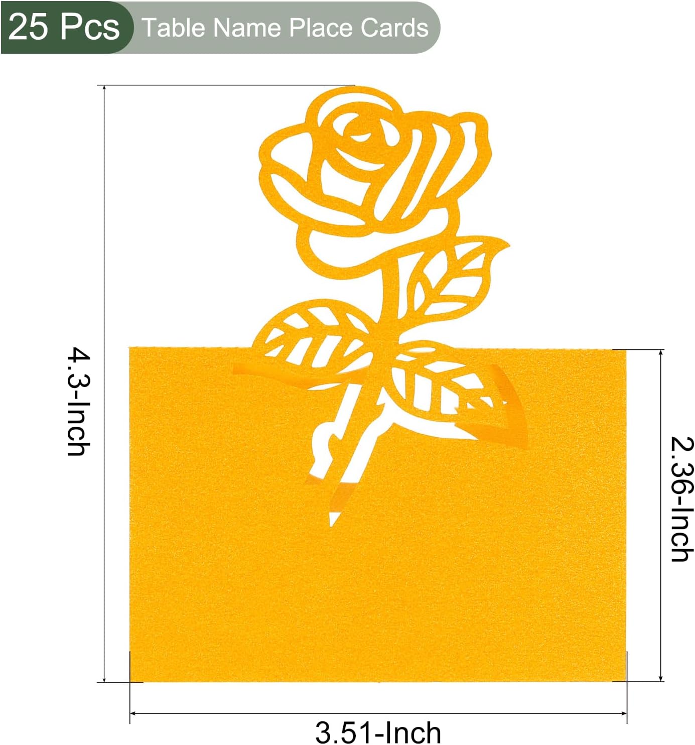 YOKIVE Place Cards for Table Setting, 25Pcs Name Cards Wedding Place Cards Table Place Cards Rose Blank Card for Wedding Reception Dinner Party, Yellow