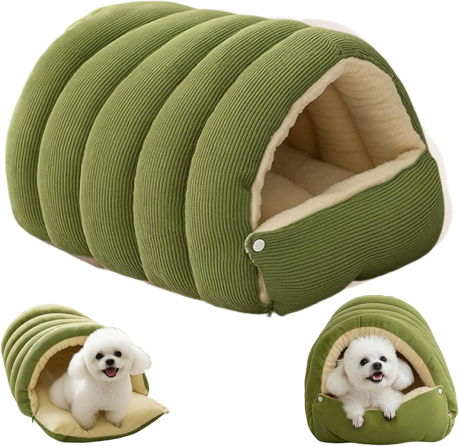 Warmth Cozy Comfort Plush Pet Cave, CutyPet Winter Cave, Washable Fluffy Enclosed Cute Pet Bed with Cover Caves Blanket for Dog Cat (Purple,Large)