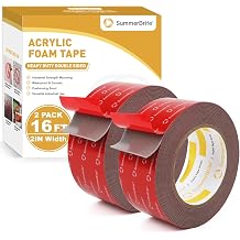 Summerbrite Heavy Duty Double Sided Foam Tape, 2 Inch x 16 Ft 2 Rolls, 32 Ft Total, 0.05 Inch Thick Industrial Grade Waterproof Mounting Tape for Automotive, LED Strip Lights, Home & Office