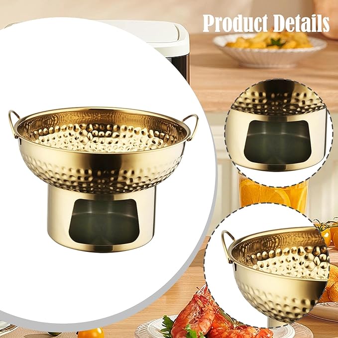 Olla Thai Tom Yum 7 Pulgadas con Asas, Textura Martillada, Dorada miniatura 6