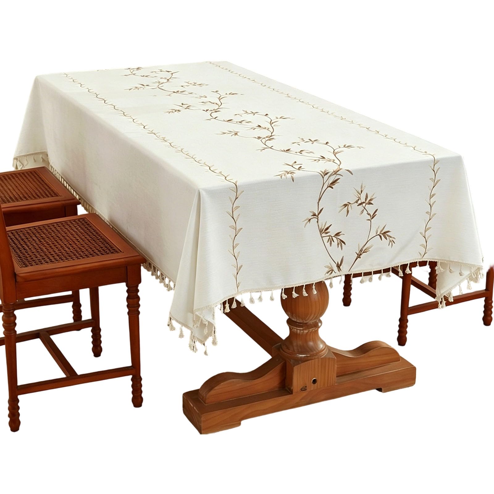 Msioytog Embroidery Tablecloth Water Resistant Easy Cleaning Suitable for Restaurant Coffee Wedding Party Decoration Embroidered Tablecloth