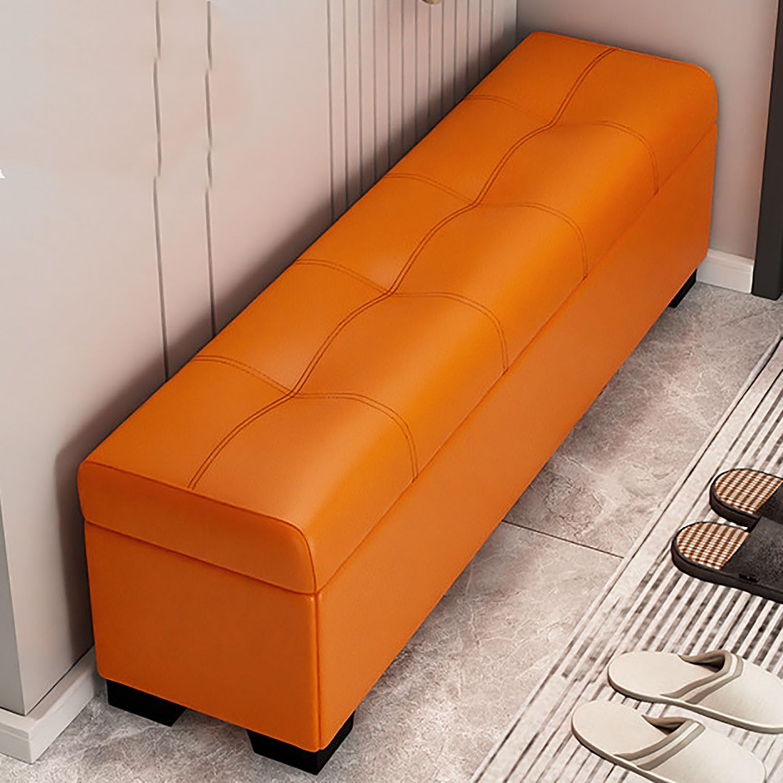 Banc de rangement en cuir avec siège rembourré pour votre chambre