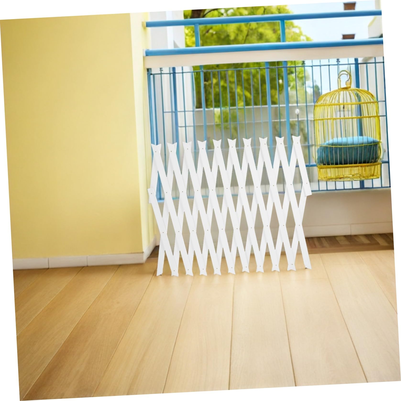Enrejado de Madera Blanco Extensible 2 Piezas 44 Cm para Jardín y Plantas Trepadoras, Valla Ajustable para Interior y Exterior, Panel Decorativo para Enredaderas y Paredes