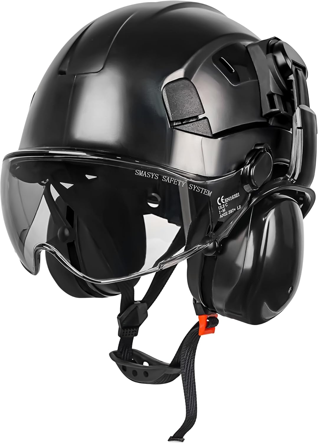 SMASYS Safety Hard Hat with Visor Ear Muffs- Adjustable ABS Climbing Helmet 6-Point Suspension Perfect for Construction Head Protection Hardhats Hear, Bule