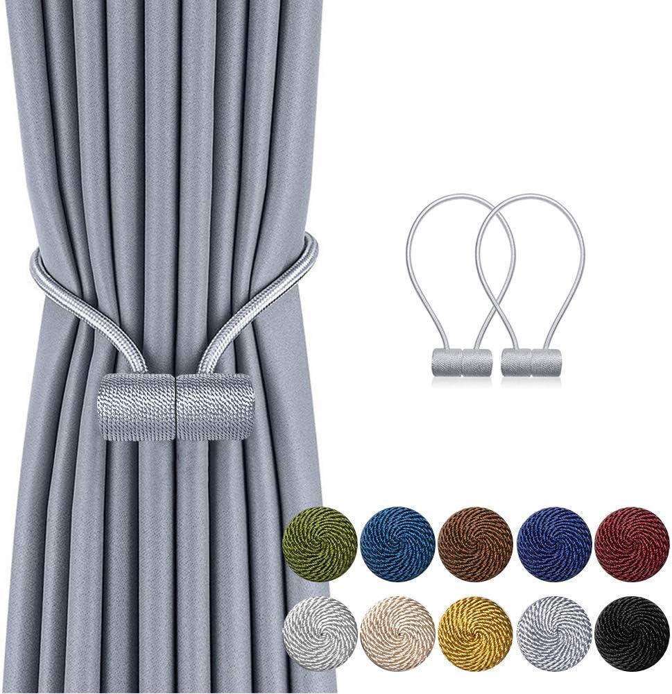 DCLYSI 2 Pack Strong Magnetic Curtain Tiebacks,16 Inch Decorative Curtain Holdbacks for Window Décor