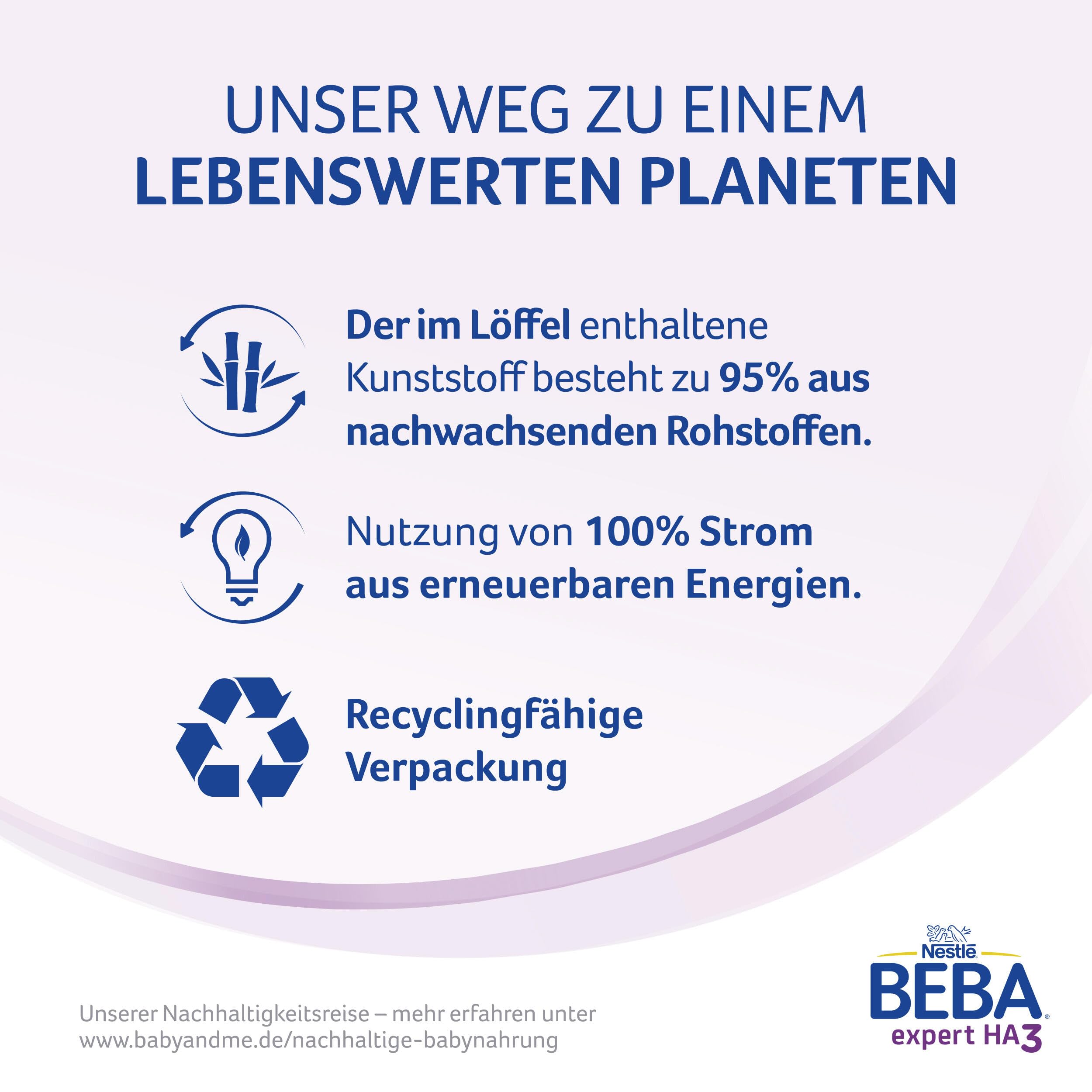 BEBA expert HA 2 - Folgemilch nach dem 6. Monat, Hydrolysierte Anschlussnahrung, Patentierets Produkt, Nur Laktose, Ohne Palmöl, Ohne Fischöl, Babynahrung, Baby-Milchpulver, 6er Pack (6 x 550g)