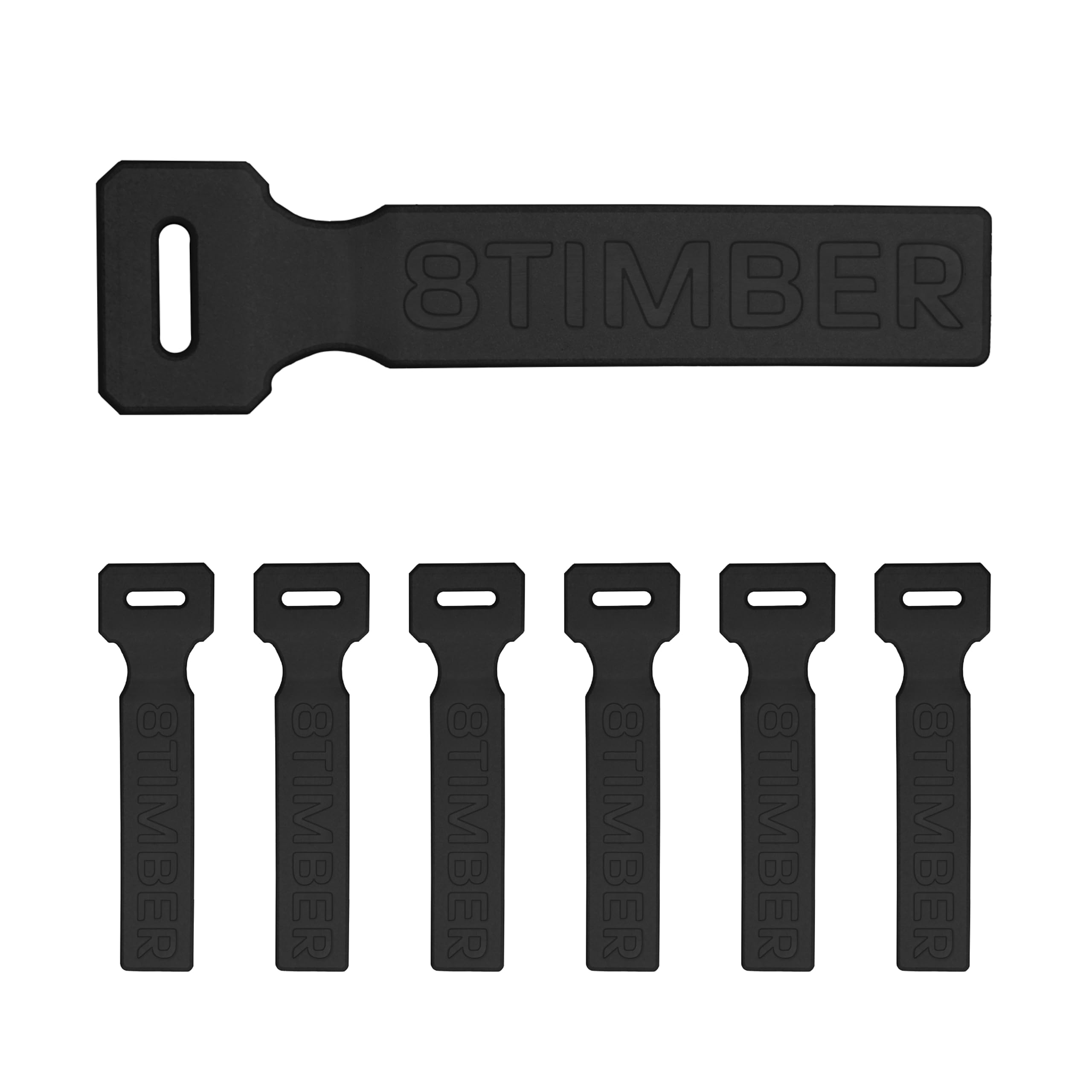 8TIMBER Zipper Pulls Set 6-Pack Black — Durable Silicone Accessories for Customizing Backpacks, Identifying Travel Luggage, Enhancing Tech
