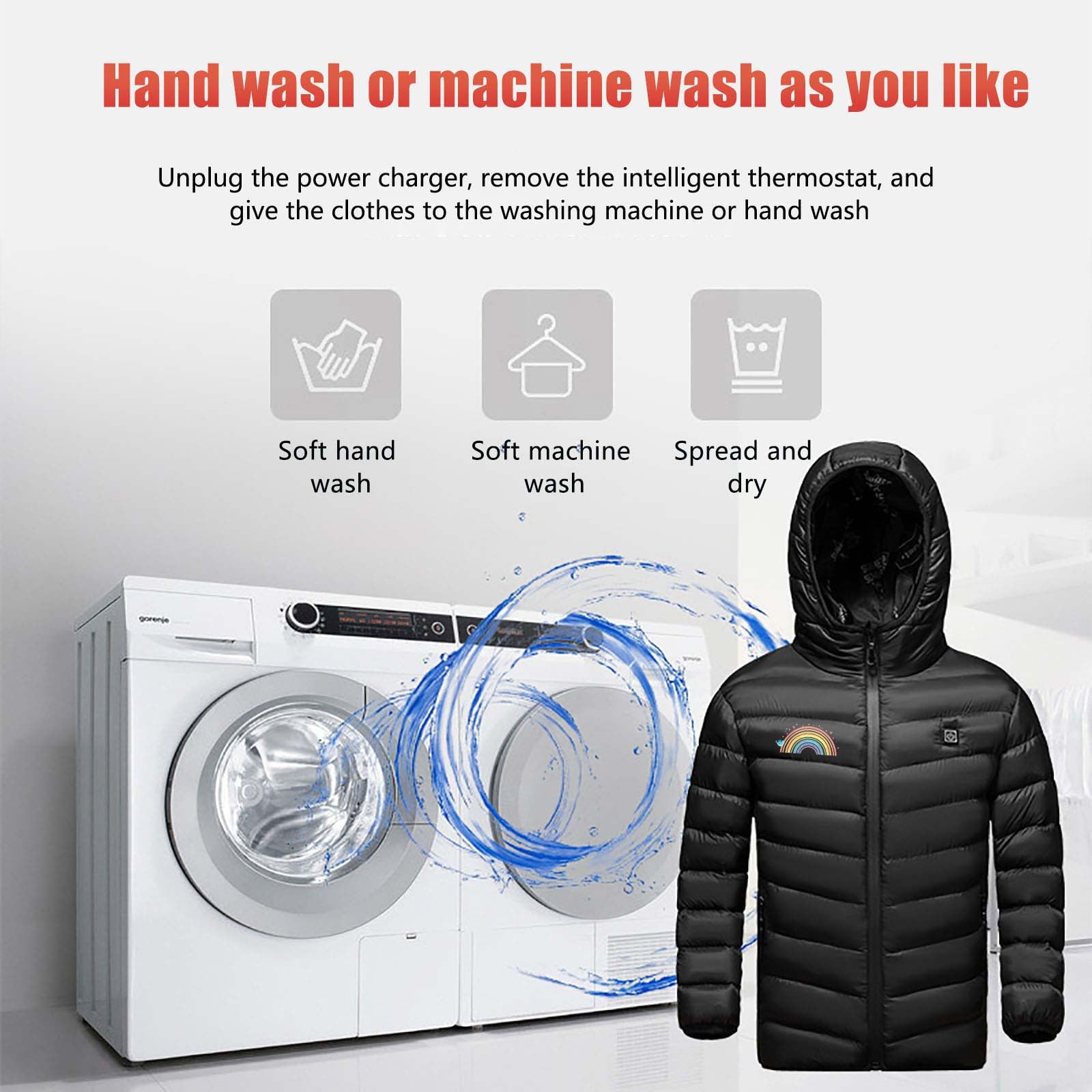 Veste Chauffante USB Enfants a Capuche Veste Chaude 3 Zones de Chauffage Doudoune Rapide Intelligent Chauffé Gilet Chauffant Électrique GarçOns Filles pour Camping Coupe-Vent Imperméable Ski