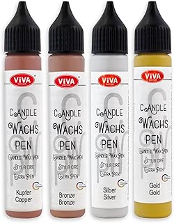 LM-Kreativ Candle Wax Pen Set – Classic Queen – 4 Metallic Colors (0.95 fl. oz Each) | Candle Decorating Kit | Wax Pens for DIY Candles | Candle Paint Pens | Create Baptism Candles | Candle Design