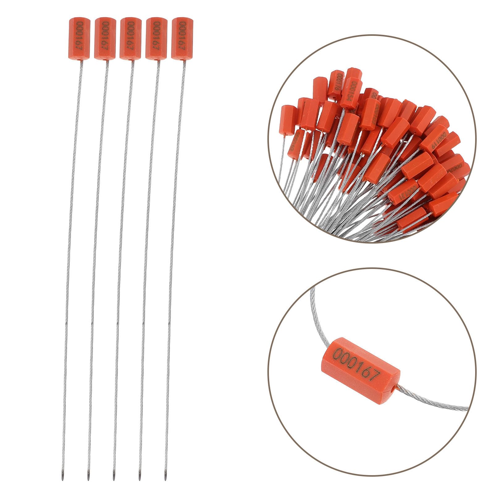 100 Pezzi Sigillo di Sicurezza Monouso per Spedizioni Filo D'acciaio Inox Numerato, Superficie Scrivibile, Design Compatto e Meccanismo di Bloccaggio Irreversibile per Container e