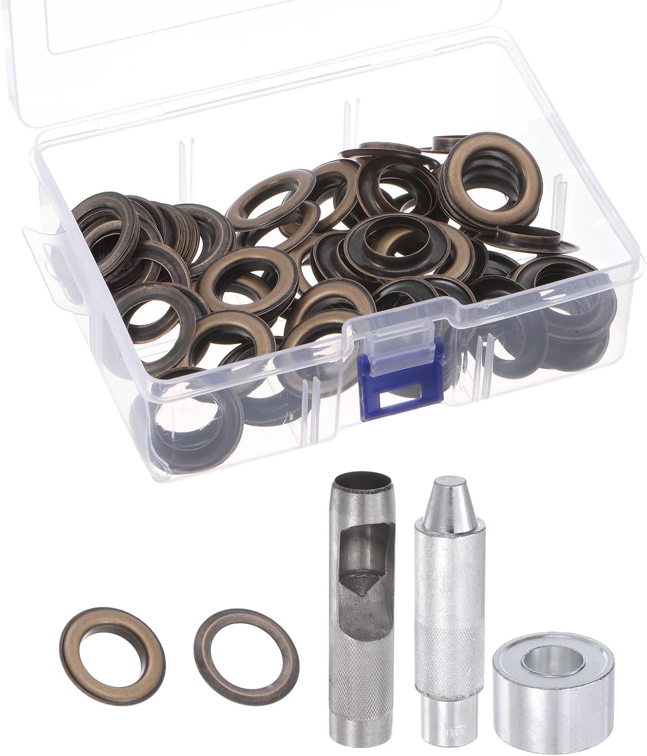 Kozelo 50 Sets Grommet Kit - [ 20mm x 33mm ] with 3pcs Setter Tools Metal Eyelets for Fabric Leather Use | Brown, Copper