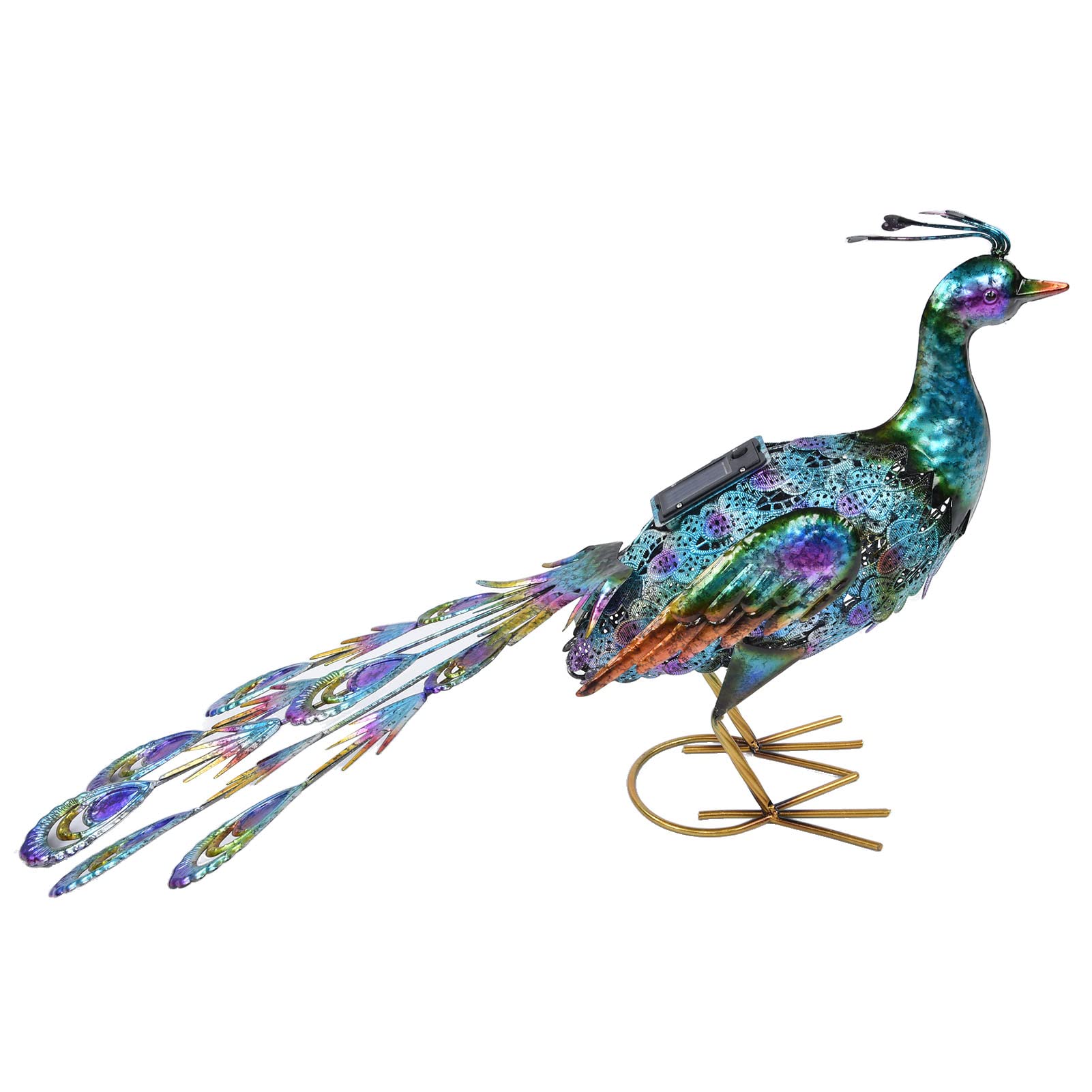 Outdoor Solar Light Vivid Peacock Sculpture Light Garden Decoration Light for Courtyard Lawn (Peacock straight head with light)