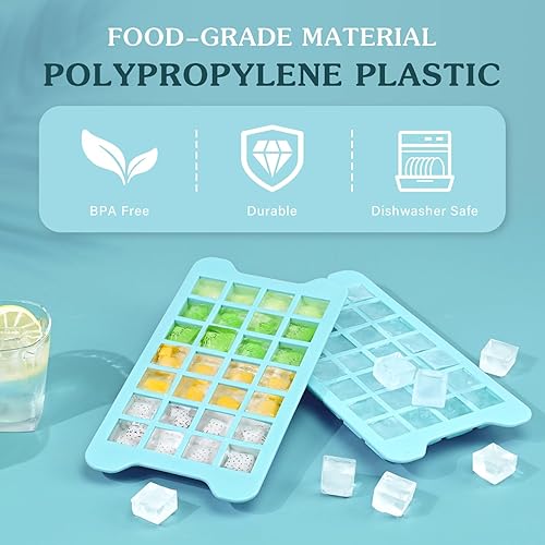 Miniatura 3 de Bandeja de cubitos de hielo para congelador con contenedor FDDBI - Máquina de cubitos de hielo de fácil liberación de 1 pulgada con tapa y