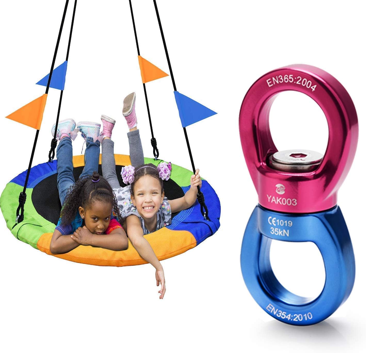 PACEARTH 40 Inch Saucer Tree Swing Flying 660lb Weight Capacity with Swing Swivel 35KN Breaking Strength 360° Rotator