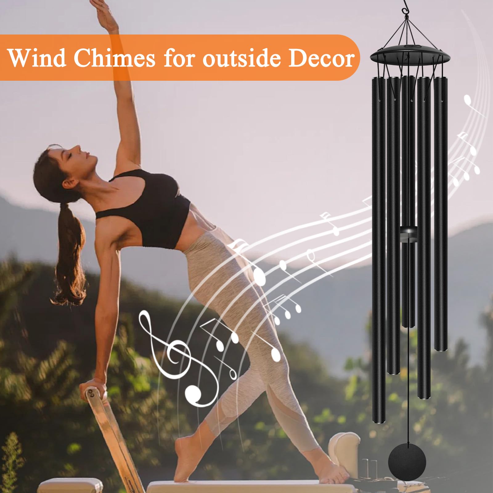 Großes Windspiel für draußen mit tiefem Klang, 165 cm, für Veranda, Garten, Terrasse, Balkon oder Gedenkraum, Gedenk- und Beileidsgeschenk zum Verlust eines geliebten Menschen