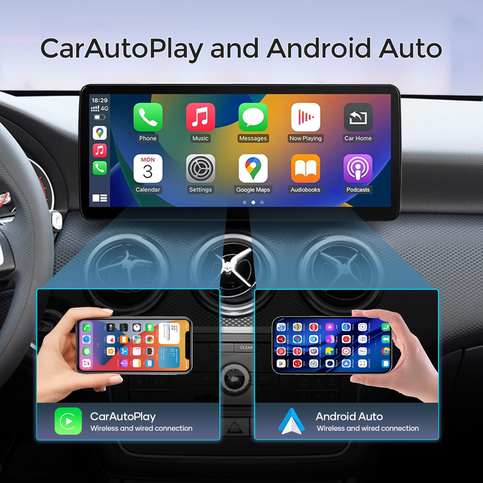 12.3 Inch 8GB+128GB Android 14.0 Car Radio GPS Navigation Screen for Mercedes-Benz GLA/CLA/G/A-Class W176 X156 C117 W463 NTG 5.0/5.1/5.2 with CarPlay Android-Auto Bluetooth 5.1 WiFi 4G