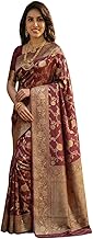 C J Enterprise Women's Pure Soft Silk Saree With Blouse Piece For Wedding (Veil)