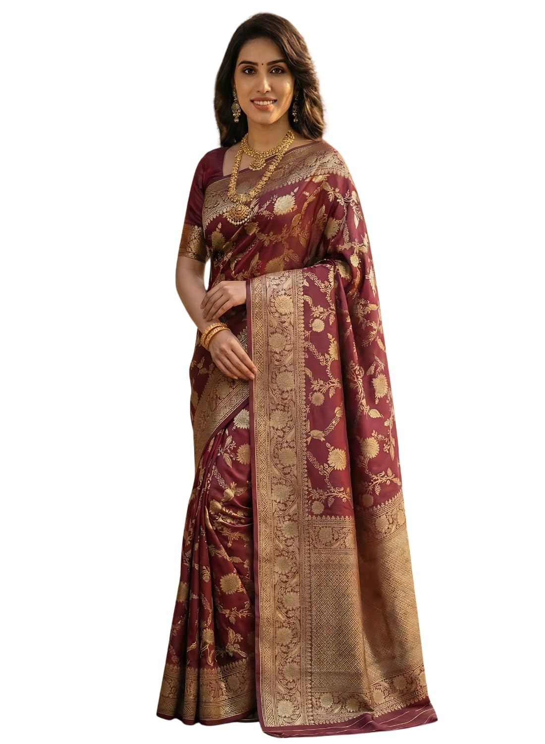 C J Enterprise Women's Pure Soft Silk Saree With Blouse Piece For Wedding (Veil) - Review, Price and Buying Guide