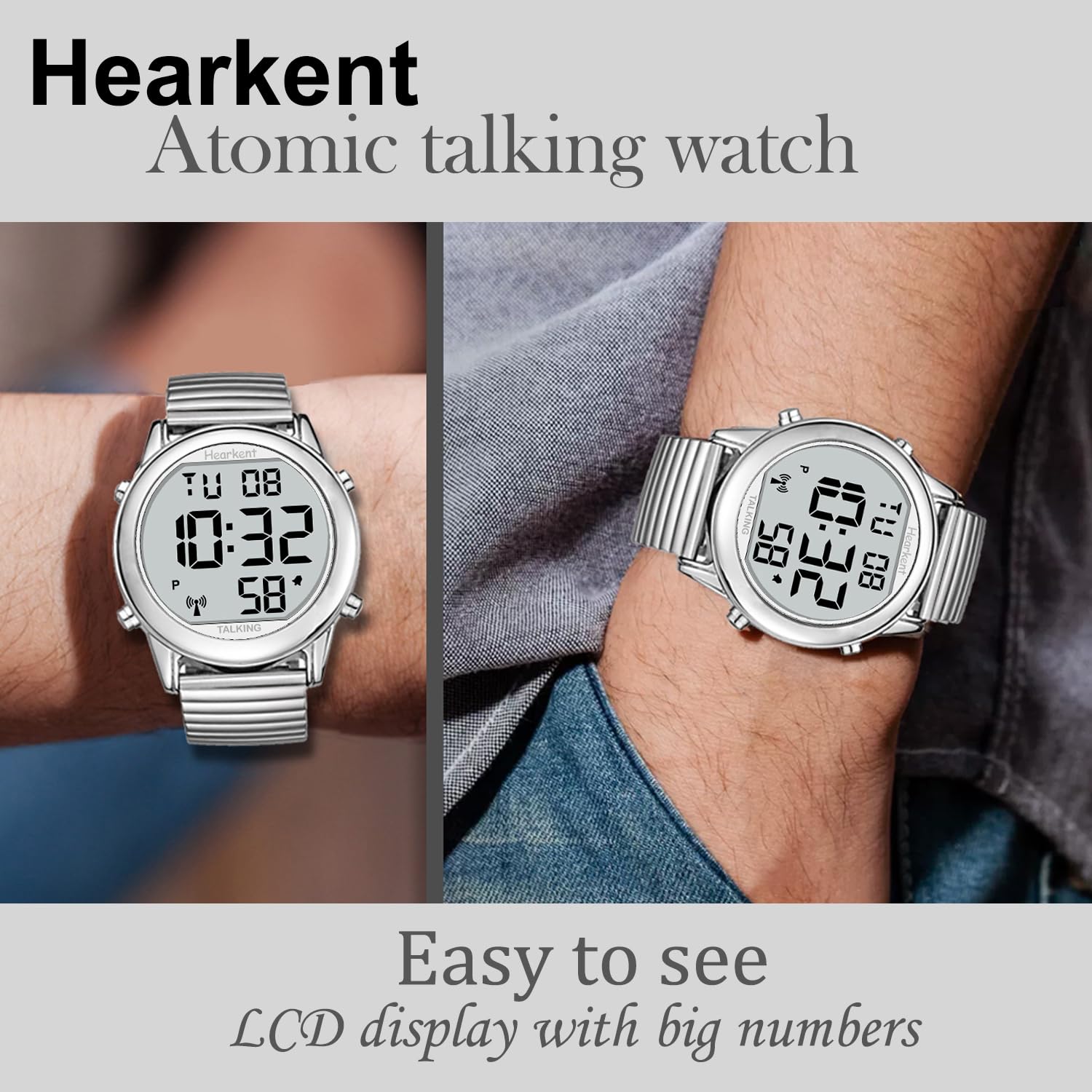 Hearkent Orologi per ipovedenti, argento
