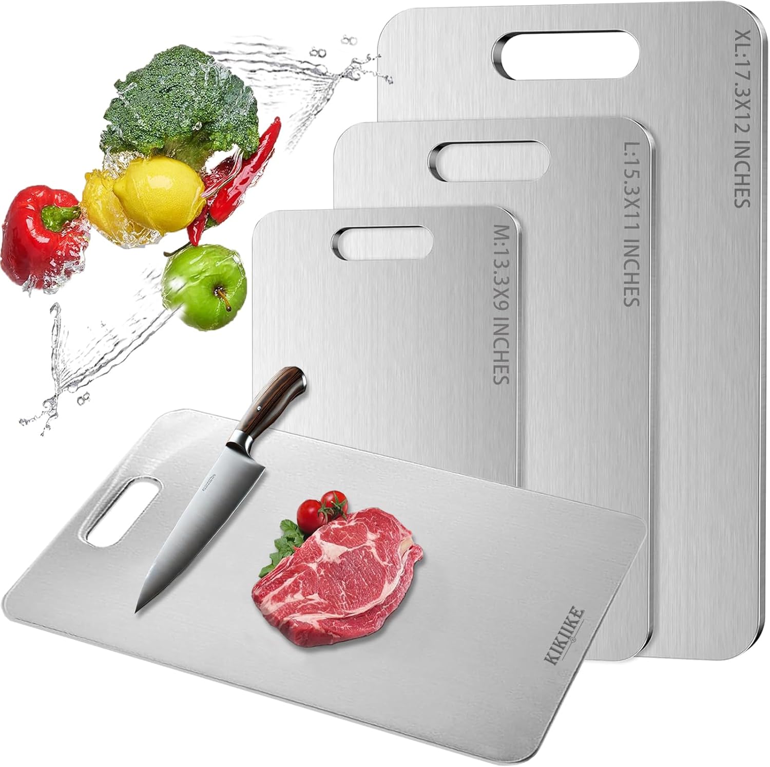 Titanium Cutting Board Double-Sided 100% Pure Titanium Cutting Boards for Kitchen - Food-Grade titanware chopping boards Non-Stick Durable and easy to clean (13.3 x 9 in)