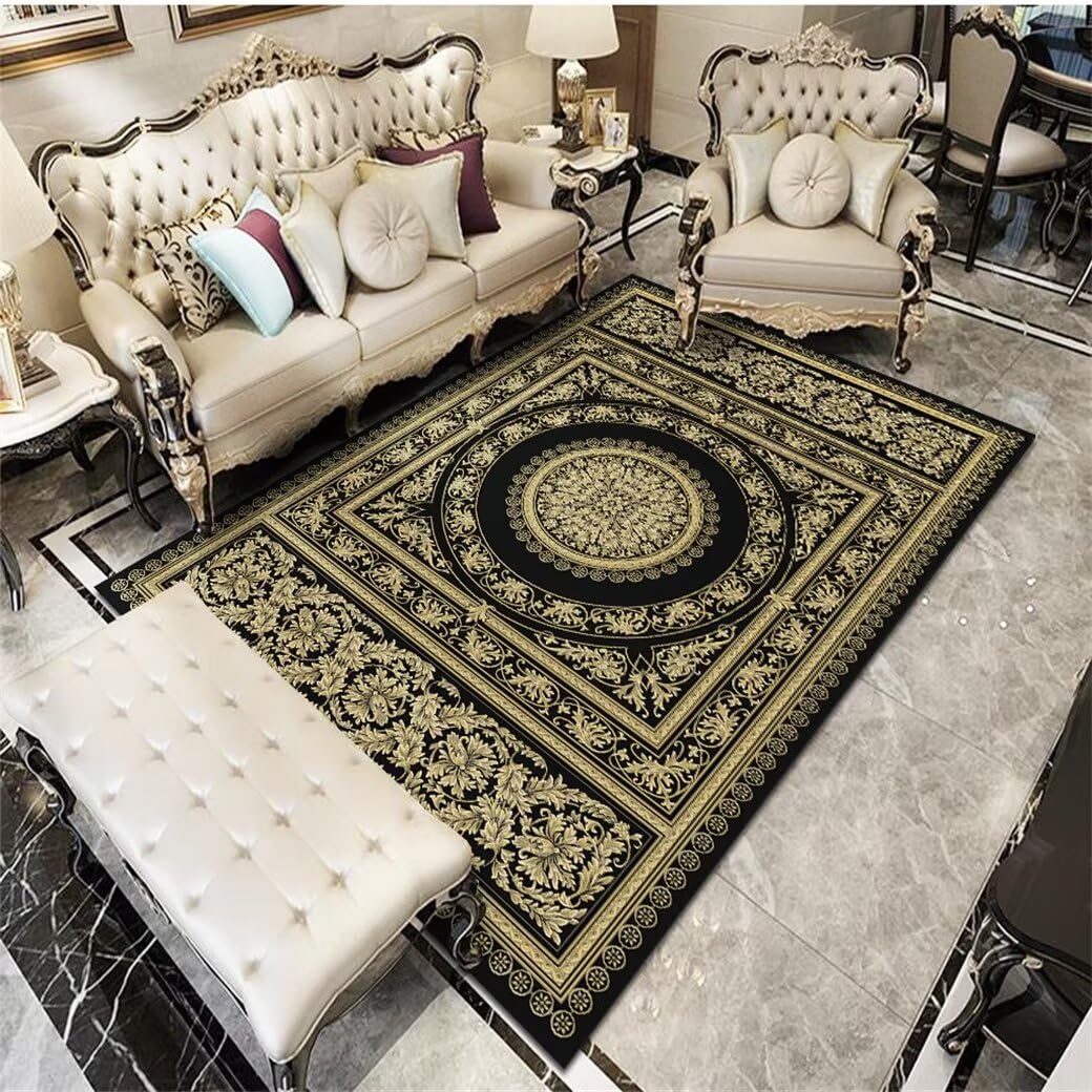Tapis résistant aux taches pour salon moderne et tapis bureau XXL rétro
