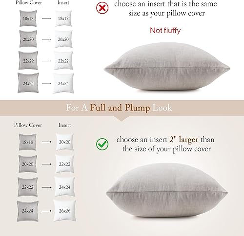 Miniatura 5 de puredown Juego de 2 cojines decorativos de plumas de 18 x 18 pulgadas (juego de 2, blanco) para sofá, cama, lavable a máquina