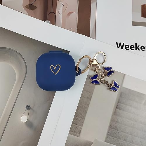 Miniatura 6 de AIIEKZ Compatible con Samsung Galaxy Buds 2  Buds ProBuds LiveBuds 2 Pro, funda de silicona suave con patrón de corazón dorado con bonito llavero de