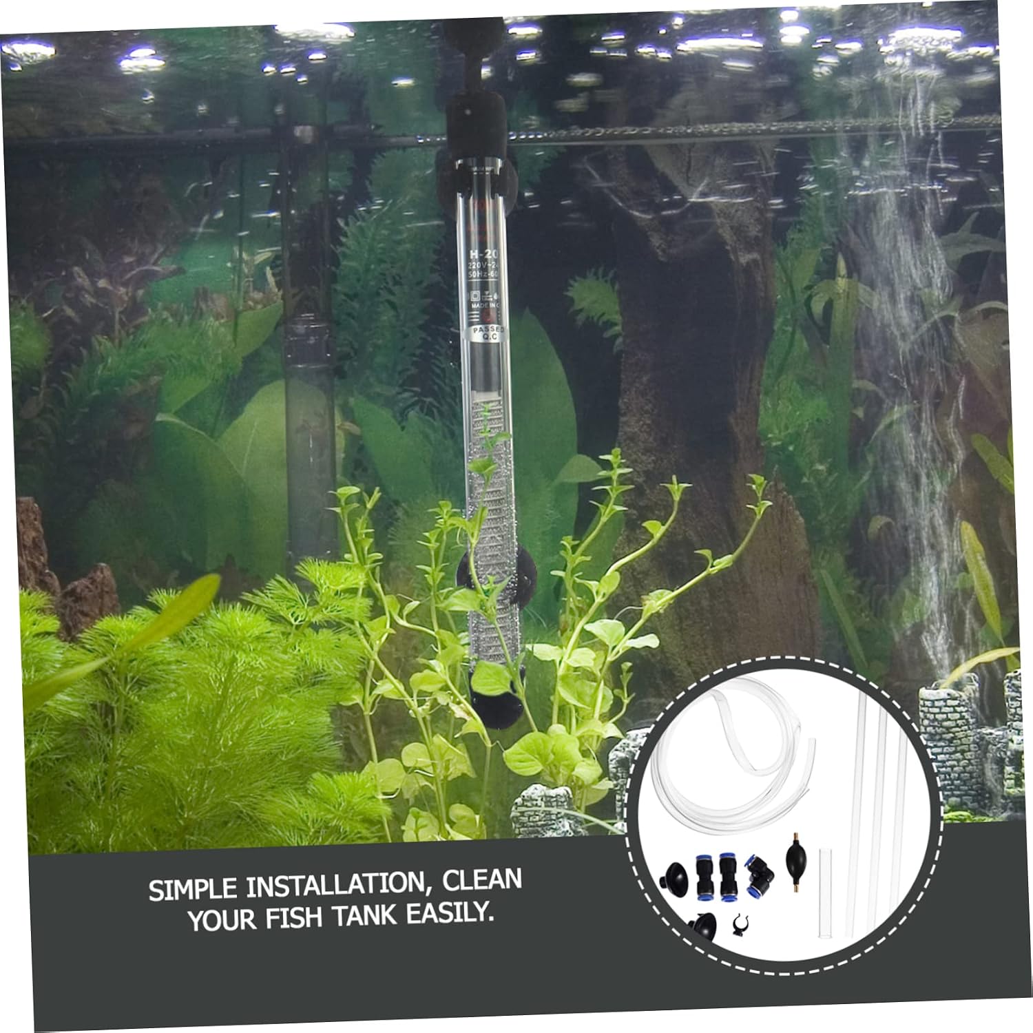 Fish Tank Cleaner Fish Tanks for Aquariums Fish Tank Aquarium Submersible Pool Water UV Fish Tank Siphon and Gravel Feeder Tap Changer Fountain Siphon Cleaner Acrylic White