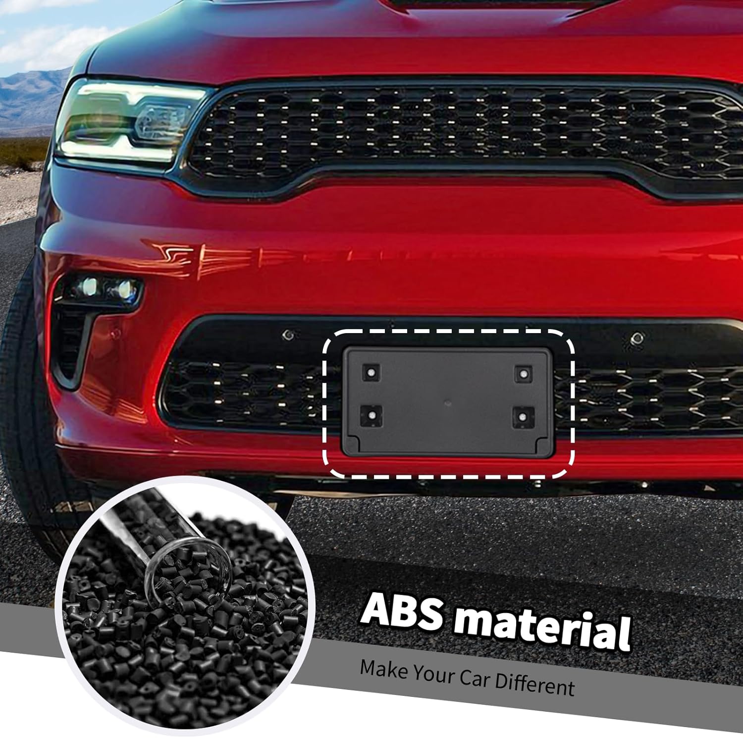 Front License Plate Frame Bracket Mounting Holder Fit for Dodge Durango 2021-2024 (Black)