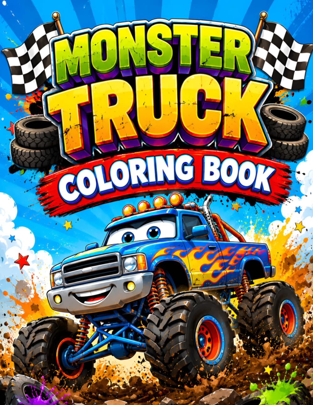 Monster Truck Coloring Book: Fun And Easy Monster Truck Adventures With Big Tires, Beautiful Scenes, And Exciting Vehicles Coloring Pages For Kids Ages 4-8