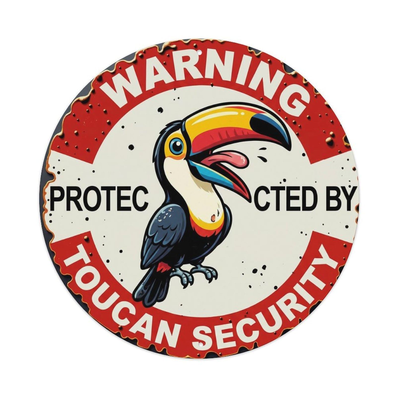 Tgrcjimh Style Metal Tin Sign Warning Protected By Toucan Security Vintage