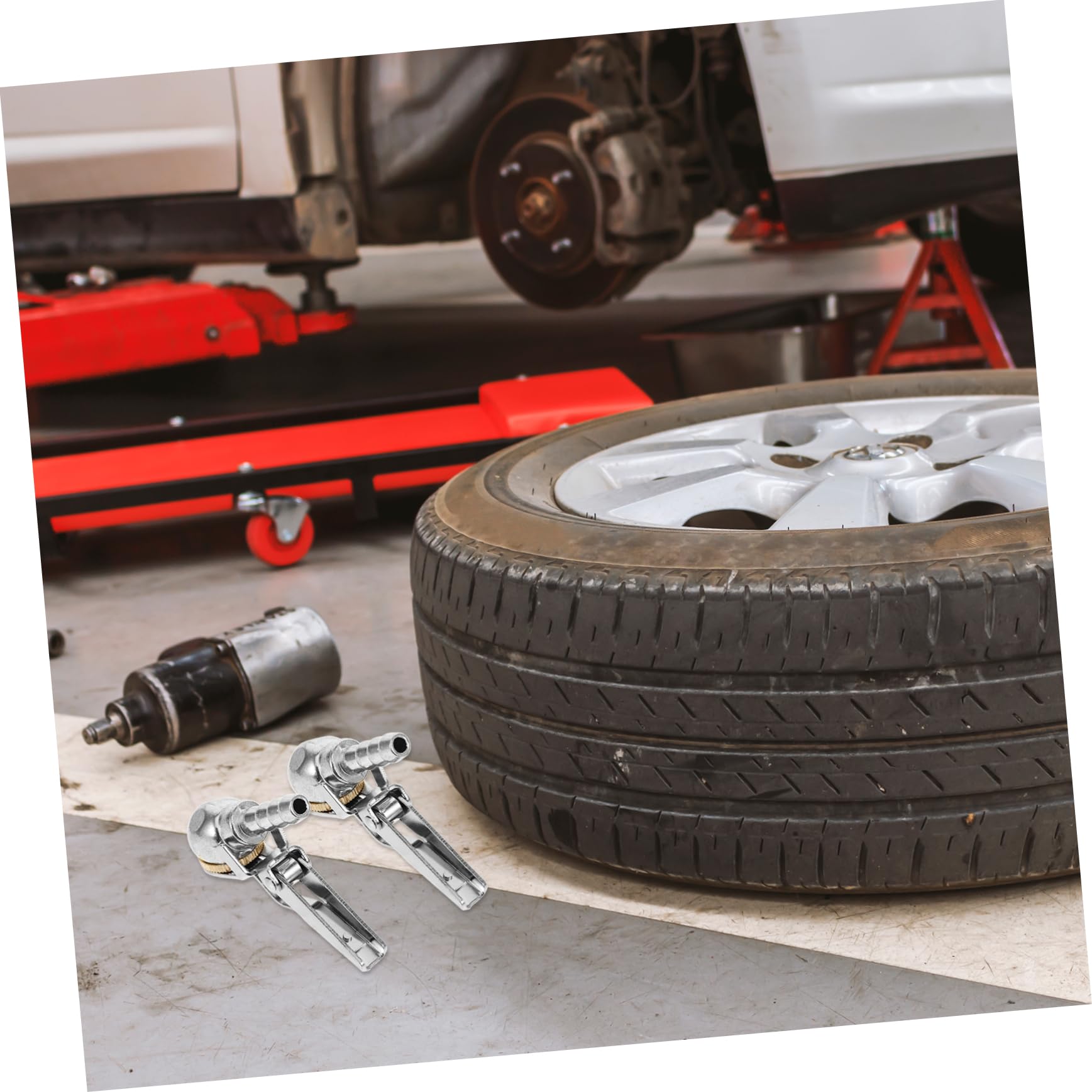 SOLUSTRE 2pcs Tire Air Chuck Adapters Quick Connect Tire Inflator Nozzles Secure Locking Mechanism Efficient Inflation