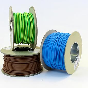 Ali's DIY 1.5 mm Single Core Conduit Cable 6491X Blue & Brown & Yellow/Green - 1 metre Cut Length
