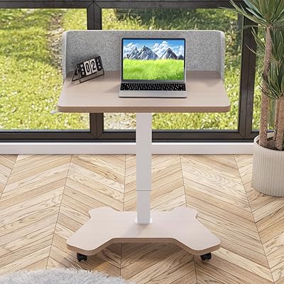 Radlove 昇降式デスク パソコンデスク サイドテーブル 空圧昇降式 デスク 幅80CM×奥行60CM ローテーブル ベッドサイドテーブル カフェテーブル  …