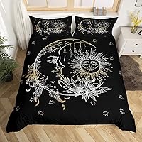 Vista 22 de feelyou - Juego de funda de edredón, diseño bohemio de mandala dorado; tamaños Gemelo, Completo, Queen y King; material de poliéster de microfibra