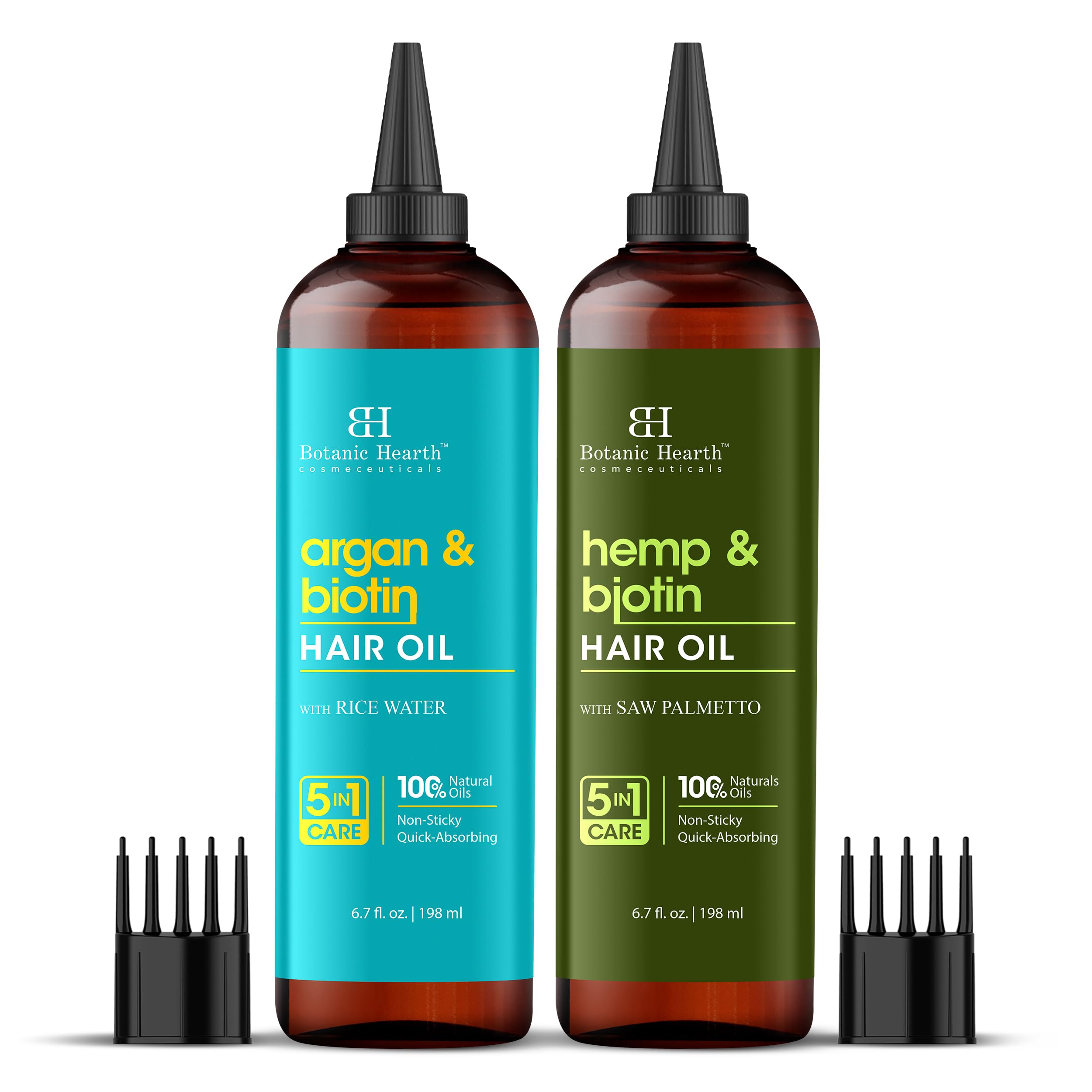 Botanic Hearth Argan & Biotin and Hemp & Biotin Hair Oil Combo set 6.7 fl oz each