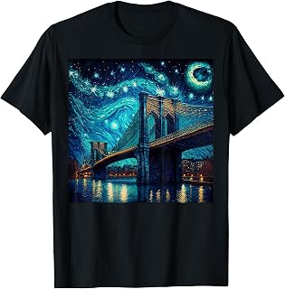 Brooklyn Bridge New York Starry Night T-Shirt