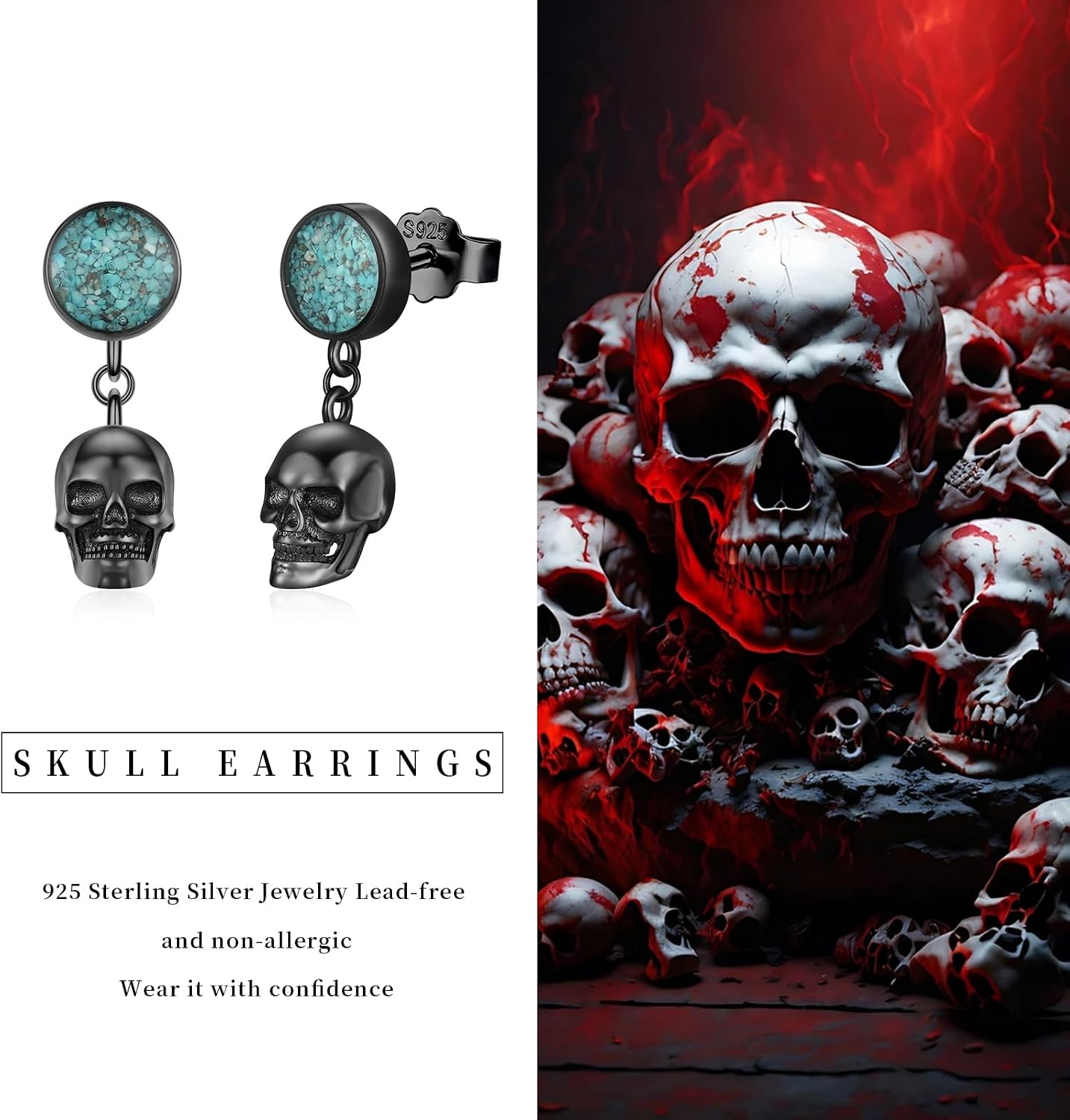 Black Dangle Drop Earrings 925 Sterling Silver Turquoise Earrings Jewelry Gifts for Women Men