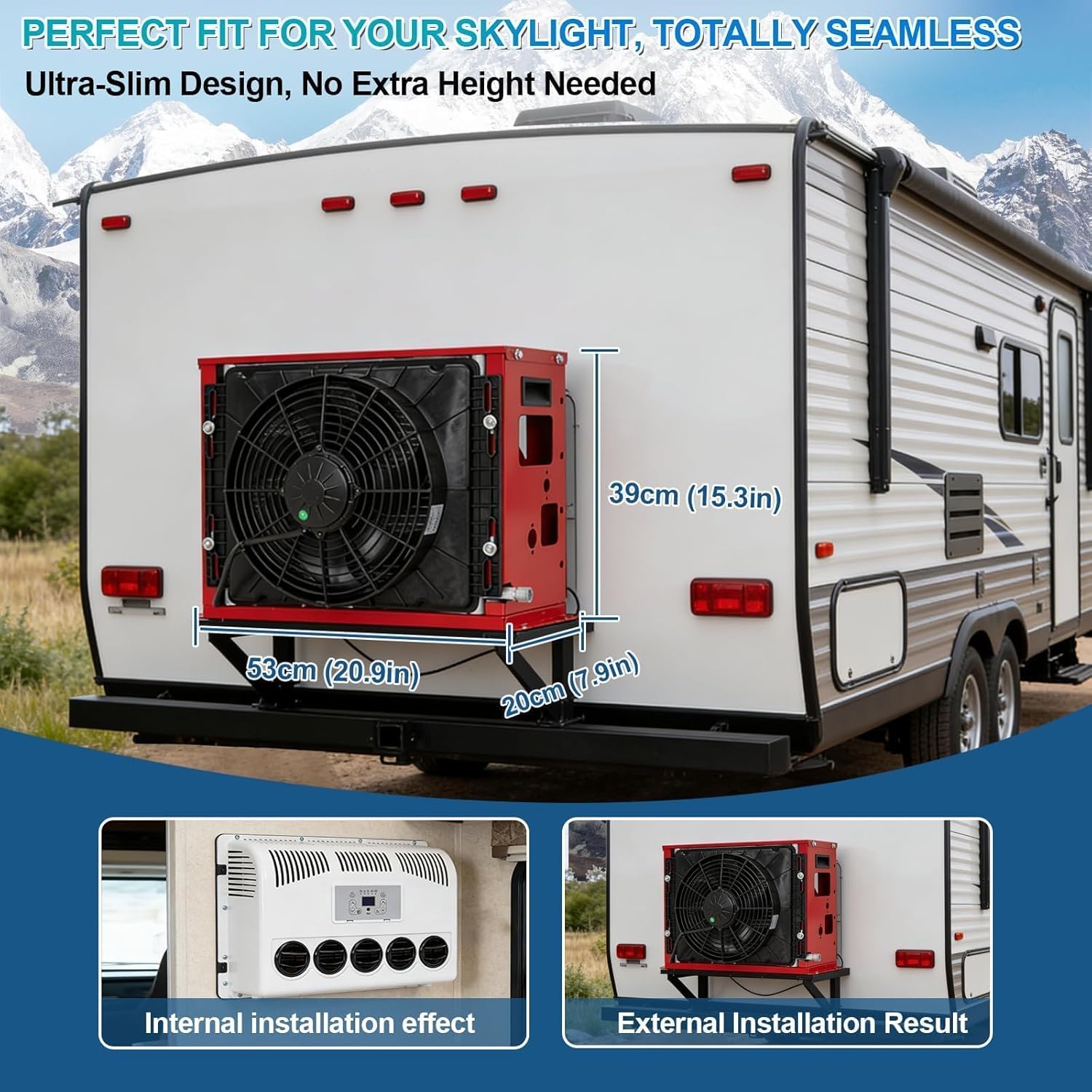 12V DC RV AC Unit, 11000 BTU Rooftop RV Air Conditioner, Universal Electric Automotive Cooling Air Conditioner Fit for Camper Van, Motorhome, Truck, Excavator, Off-Road Vehicle