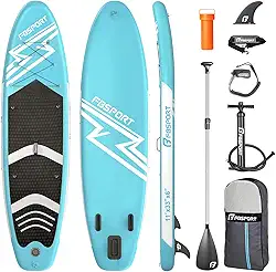 FBSPORT Prancha de stand up paddle premium de 11', prancha de ioga com acessórios de sup e bolsa de transporte | postura ampla, controle de surf, deck antiderrapante, leash, remo e bomba par