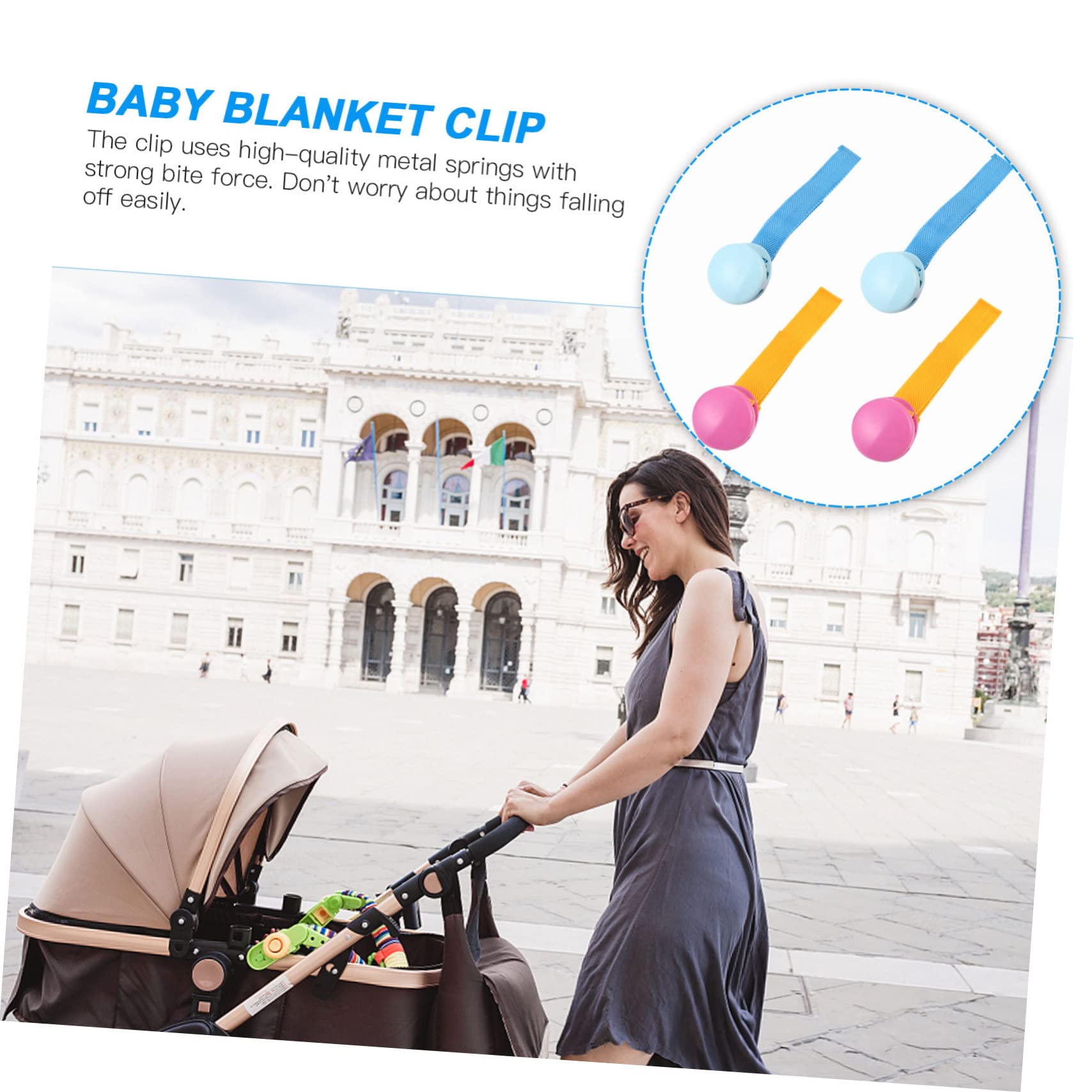 UPKOCH 12pezzi Multi-purpose Stroller Blanket Clips Strong Grip Pram Pegs for Securing Quilts Toys and Towels for Infant Strollers Lake