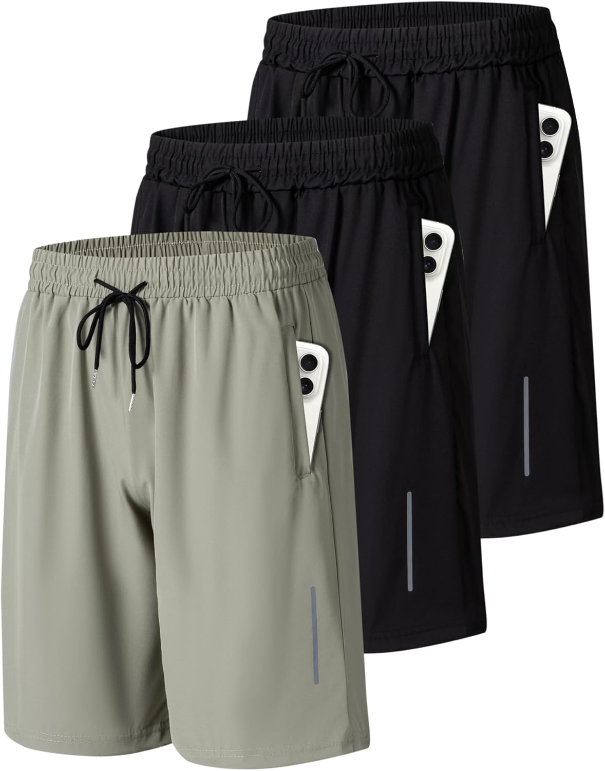 JWJ Mens Athletic Gym Workout Shorts Lightweight Quick Dry Running Basketball Shorts with Zipper Pockets