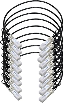 QSFPTEK 10pack 10G SFP+ DAC Cable, 0.5m 1.64ft Passive Direct Attach Copper Twinax Cable for Cisco SFP-H10GB-CU50CM, Ubiquiti, D-Link, Netgear, Mikrotik, Open Switch Devices